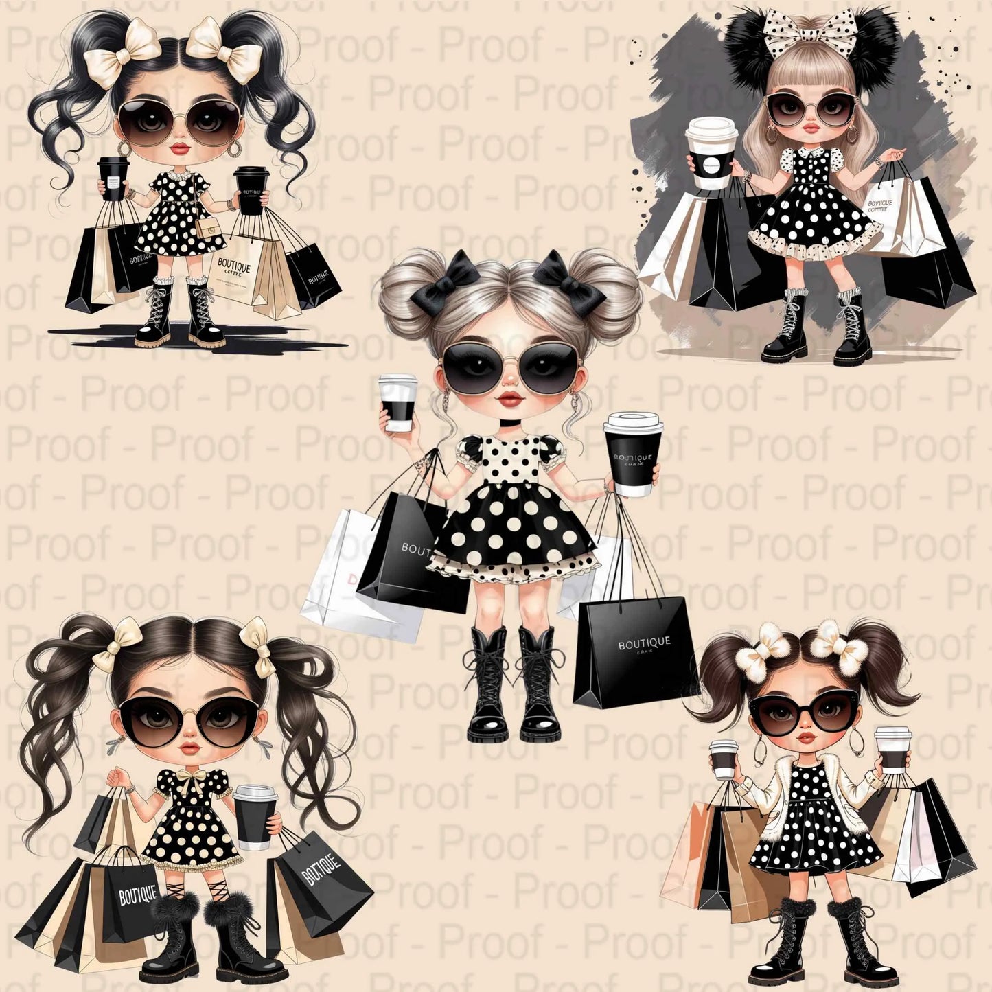 Fashion Boutique Girl PNG Bundle – 5 High-Res Transparent Clipart Files for Sublimation on T-Shirts, Mugs, Tote Bags & Apparel Design Digital File Style-Junction Custom Designs & Prints