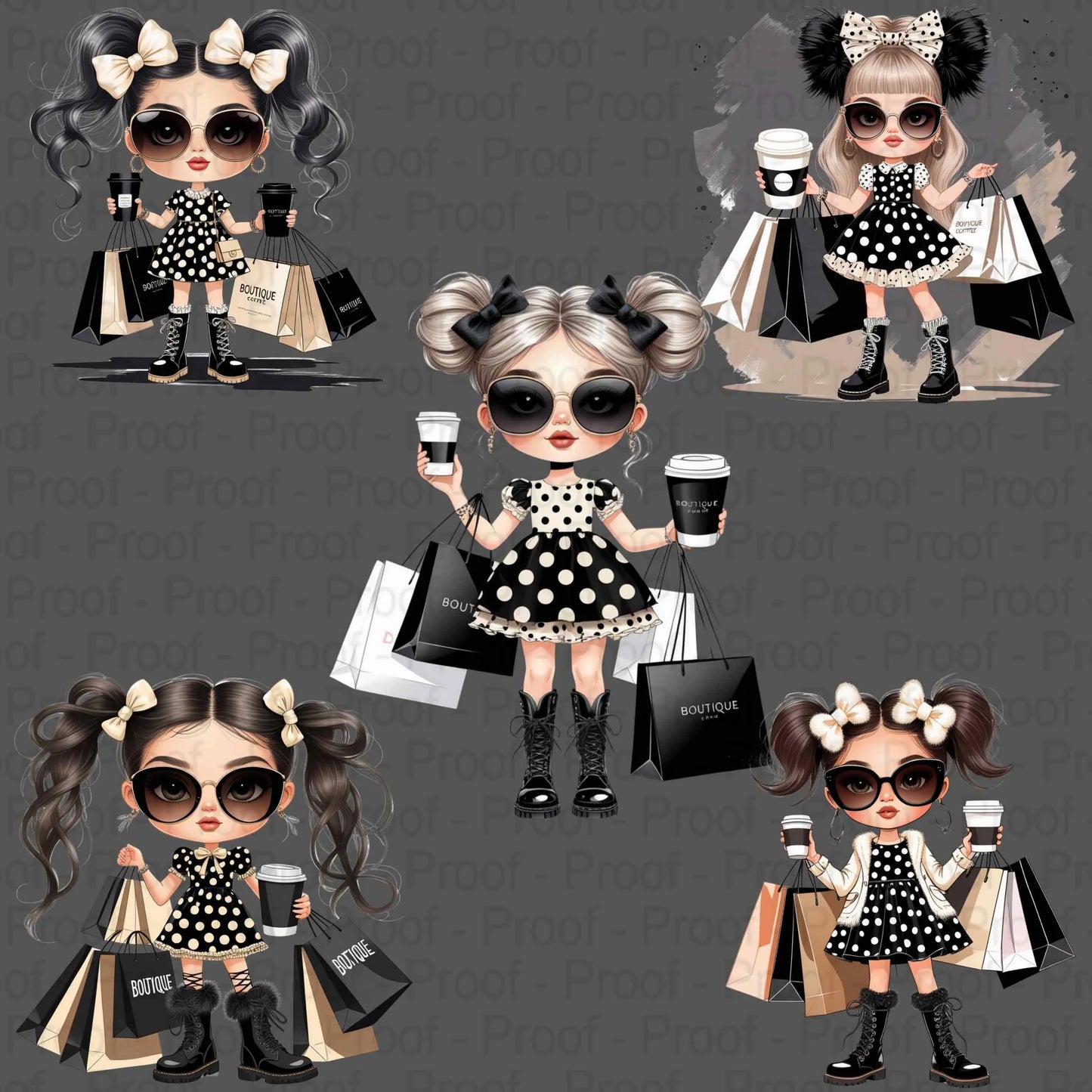 Fashion Boutique Girl PNG Bundle – 5 High-Res Transparent Clipart Files for Sublimation on T-Shirts, Mugs, Tote Bags & Apparel Design Digital File Style-Junction Custom Designs & Prints