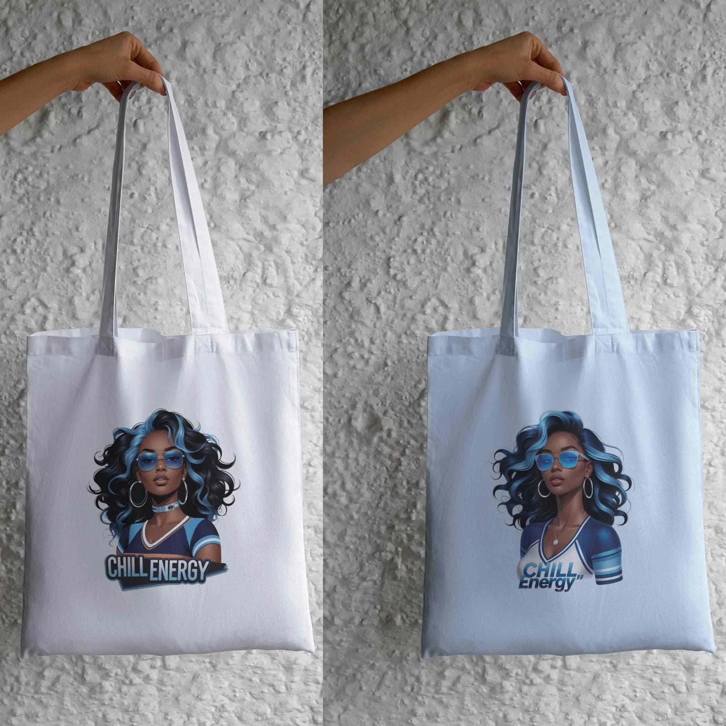 Chill Energy Ice Blue Afro Queen PNG Bundle | 5 High-Res Transparent Sublimation Clipart Files for T-Shirts, Hoodies, Mugs & More Digital File Style-Junction Custom Designs & Prints