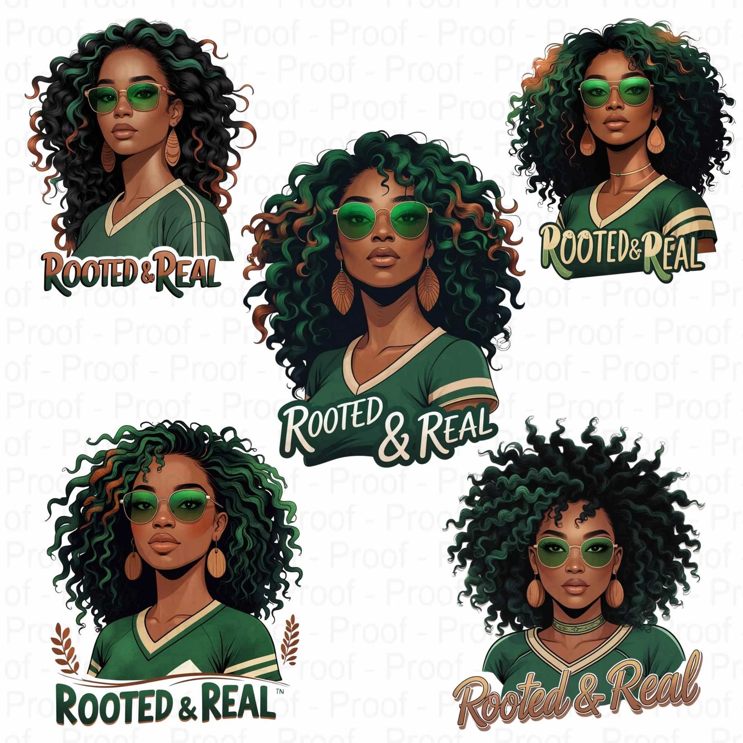 Rooted & Real Afro Soul Sister PNG Bundle | 5 High-Res Transparent Sublimation Clipart Files for T-Shirts, Hoodies, Mugs, Wall Art More Digital File Style-Junction Custom Designs & Prints