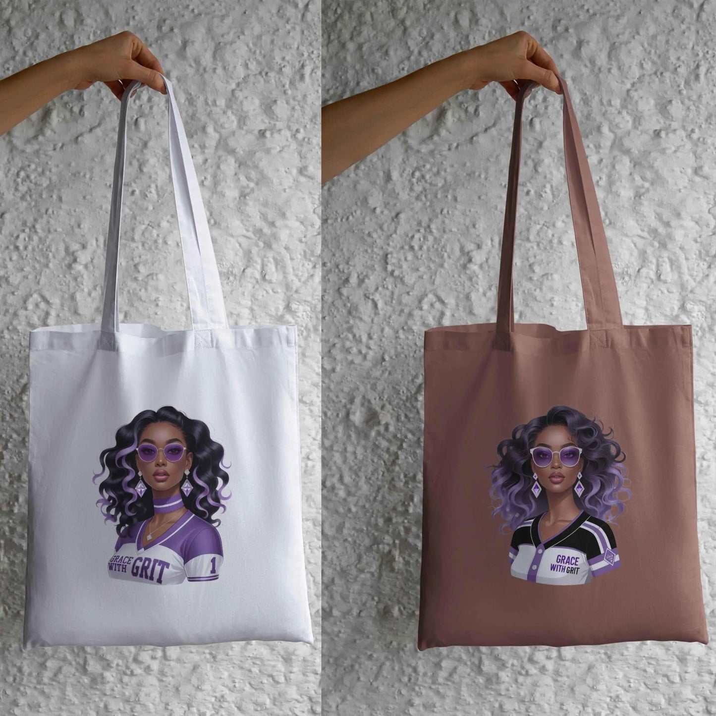 Grace with Grit PNG Bundle | 5 Lavender & White Afro Woman Clipart Files | High-Res Transparent Sublimation PNG for Shirts, Mugs, Totes Digital File Style-Junction Custom Designs & Prints