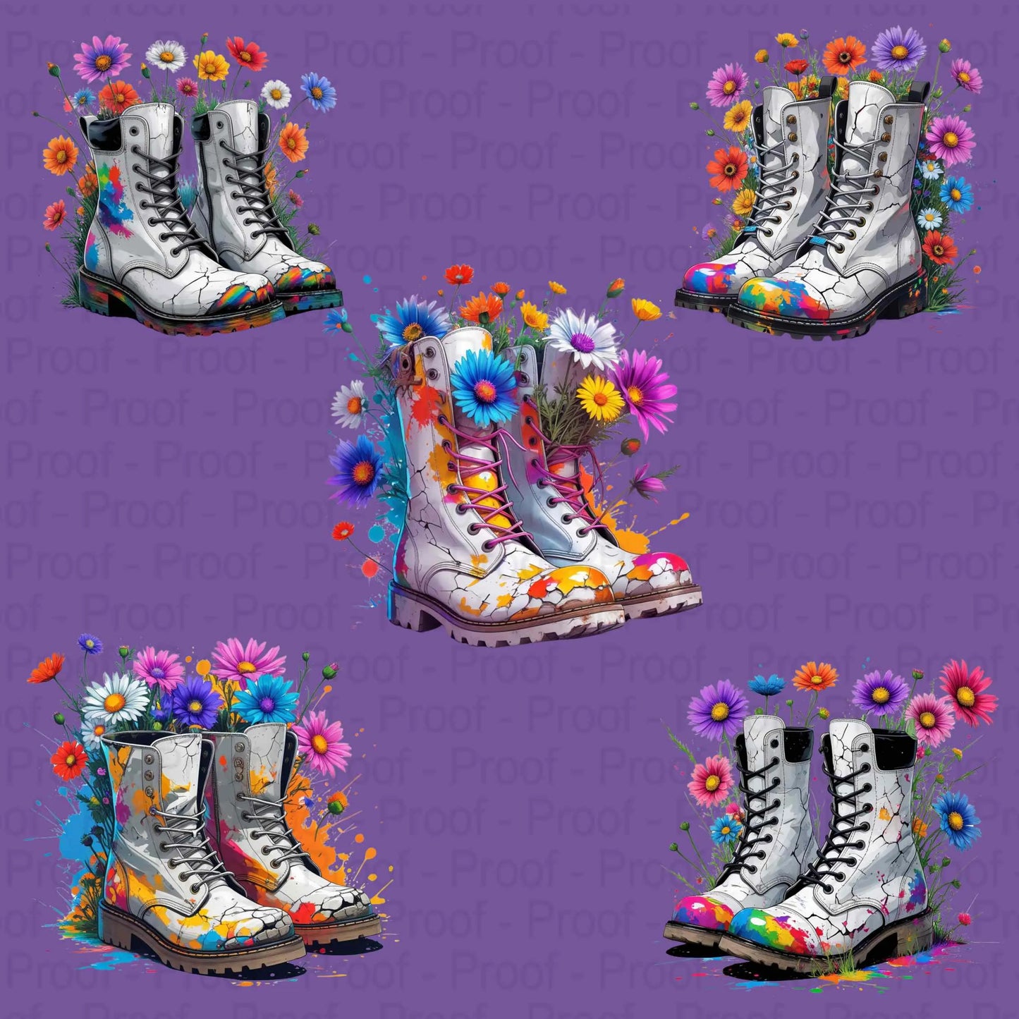 Festival Flair Rainbow Boots PNG Bundle | 5 Colorful Wildflower Sublimation Files | High-Res Transparent PNGs for Shirts, Mugs & More Digital File Style-Junction Custom Designs & Prints