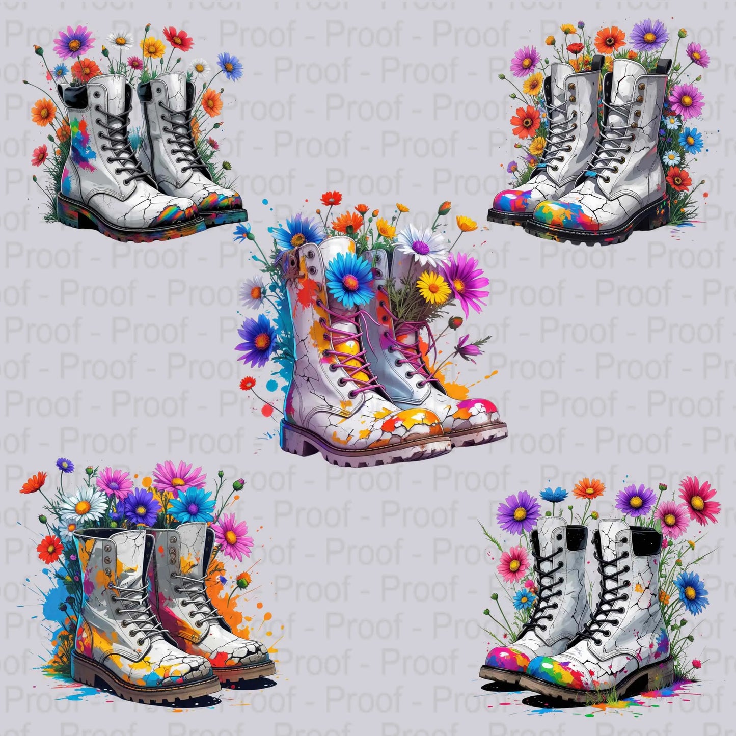 Festival Flair Rainbow Boots PNG Bundle | 5 Colorful Wildflower Sublimation Files | High-Res Transparent PNGs for Shirts, Mugs & More Digital File Style-Junction Custom Designs & Prints