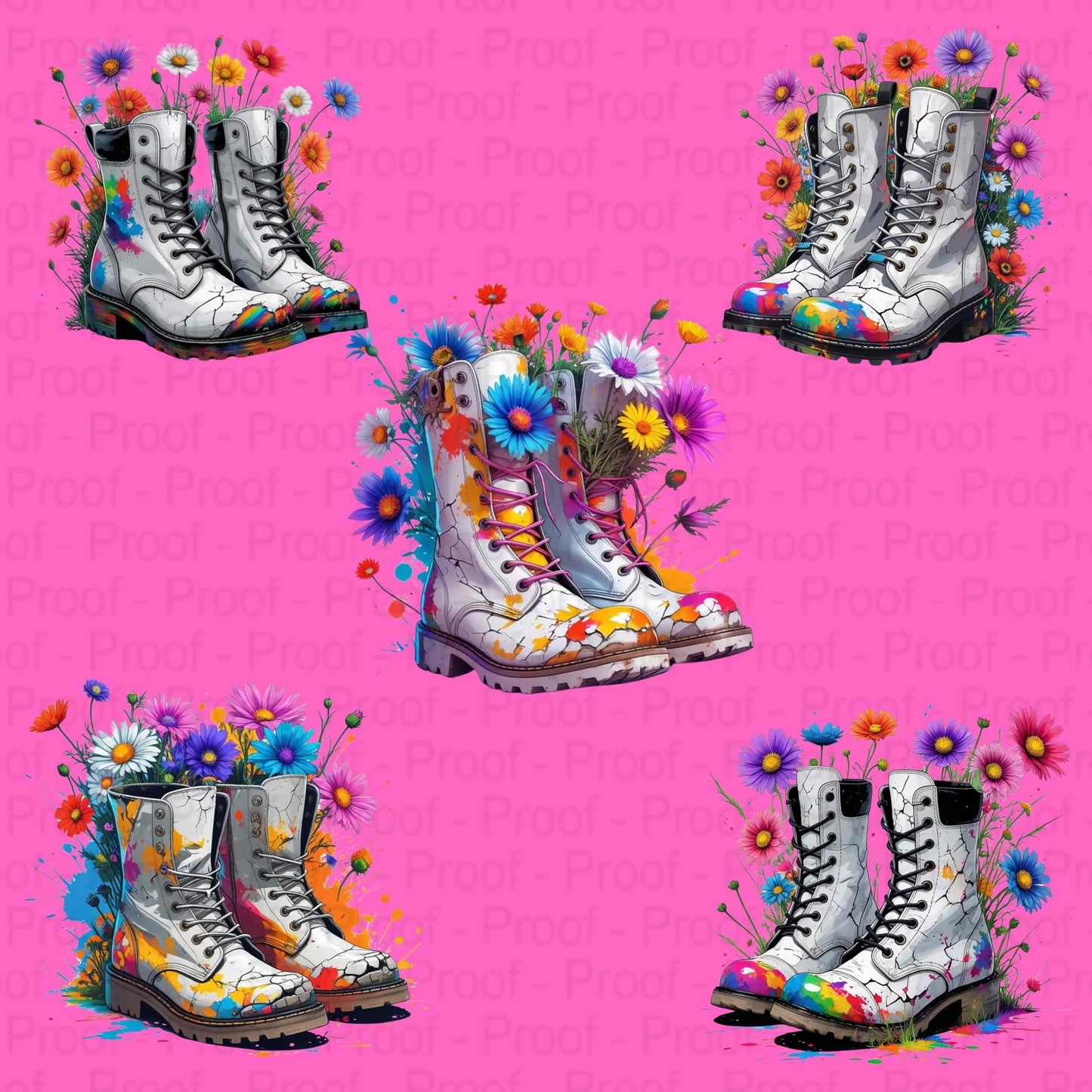 Festival Flair Rainbow Boots PNG Bundle | 5 Colorful Wildflower Sublimation Files | High-Res Transparent PNGs for Shirts, Mugs & More Digital File Style-Junction Custom Designs & Prints