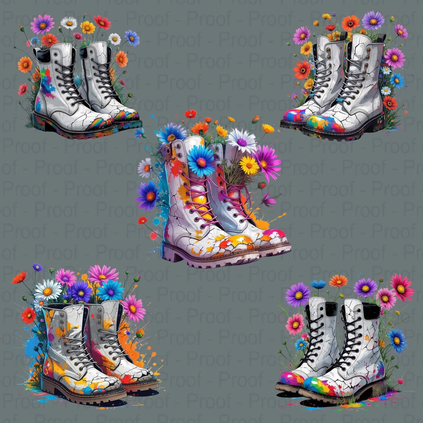 Festival Flair Rainbow Boots PNG Bundle | 5 Colorful Wildflower Sublimation Files | High-Res Transparent PNGs for Shirts, Mugs & More Digital File Style-Junction Custom Designs & Prints