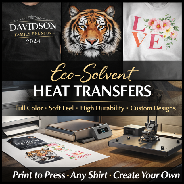 Ready to Press on All Apparels - Eco Solvent Heat Transfers