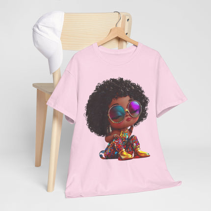 Afro Kiddo Graphic Tee — Cool Afro Girl with Sunglasses