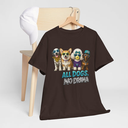 All Dogs No Drama T-Shirt — Cute Cartoon Dog Crew Tee