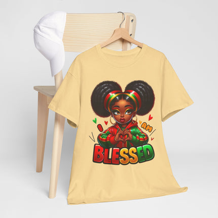 Blessed Girl Graphic Tee — Afro Puffs Rasta Colors