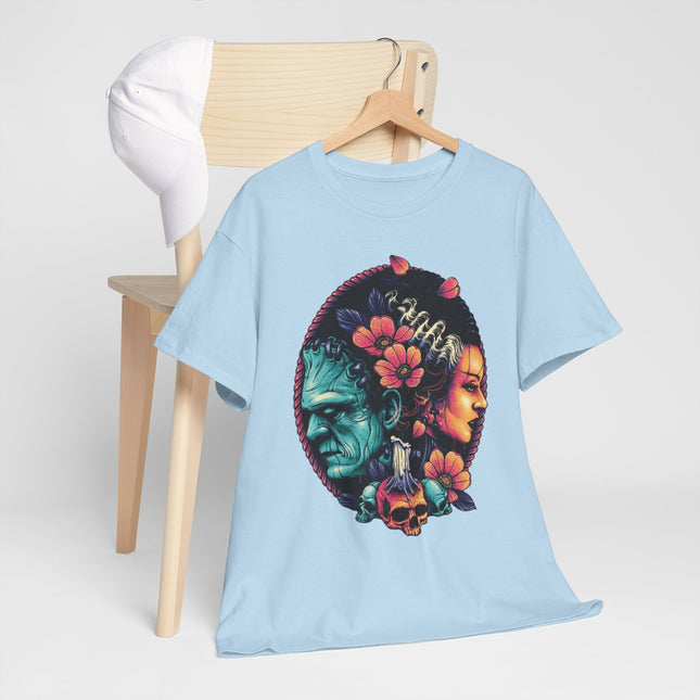 T-Shirt — Dual Faces Floral Skull Design (Day of the Dead Inspired)