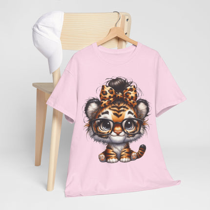 Cute Baby Tiger Tee — Adorable Glasses & Bow Graphic Shirt