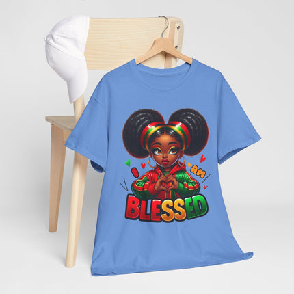 Blessed Girl Graphic Tee — Afro Puffs Rasta Colors