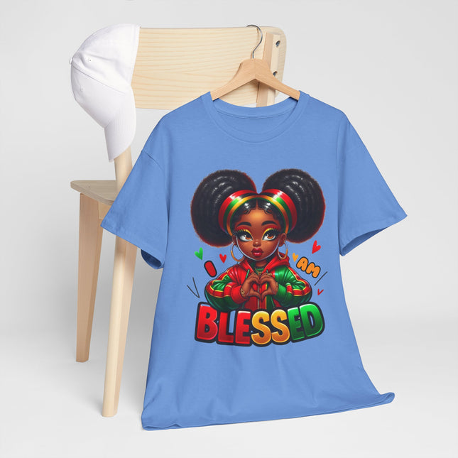 Blessed Girl Graphic Tee — Afro Puffs Rasta Colors