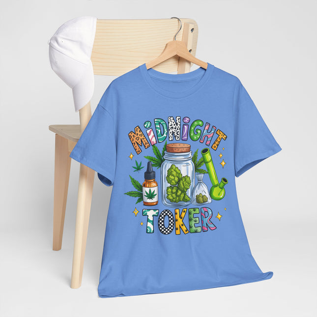Midnight Toker T-Shirt — Cannabis Graphic Tee for Smokers
