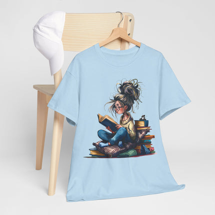 Booklover Graphic Tee — Cozy Reading Girl Illustration