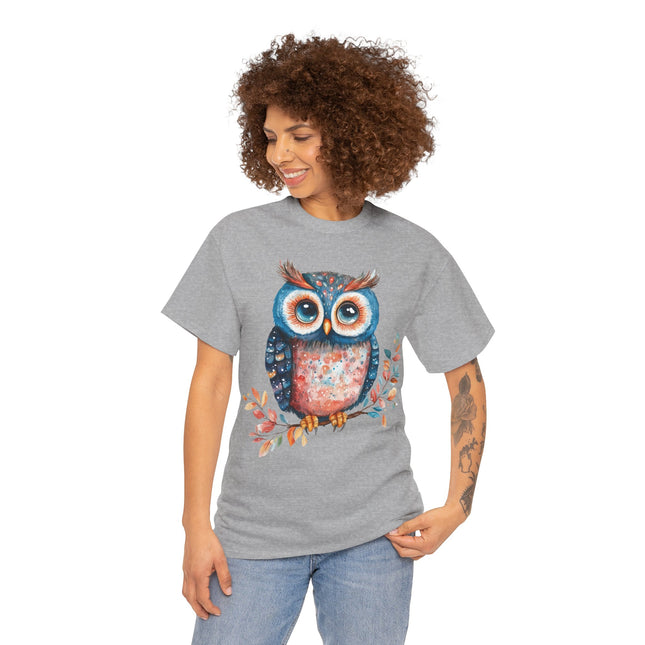 Boho Owl Watercolor T-Shirt Cute Forest Bird Graphic Fall Leaves Nature Art Unisex Tee Rustic Woodland Shirt Gift Ideas!