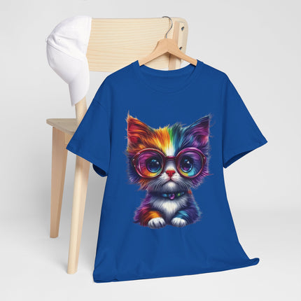 Colorful Glasses Kitten T-Shirt — Cute Rainbow Cat Graphic Tee