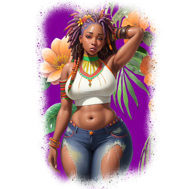Island Girl with Locs #10 – Eco Solvent Heat Transfers & Ready to Press Eco Solvent Transfers Style Junction – Custom Digital Designs & Apparel