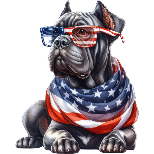 Cane Corso Dog with Flag Scarf – DTF Heat Transfer DTF Transfers Style Junction – Custom Digital Designs & Apparel