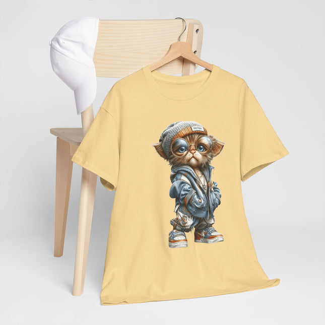 Cute Streetwear Cat Tee – Cool Cat in Hoodie Graphic T-Shirt