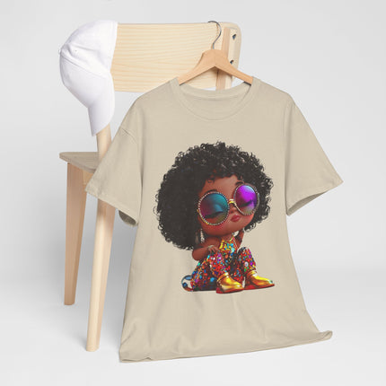 Afro Kiddo Graphic Tee — Cool Afro Girl with Sunglasses
