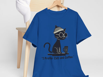 I Prefer Cats and Coffee Cat Illustration Tee | Coffee Lover Women's T-Shirt