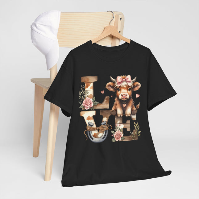 Love Farm Cow T-Shirt — Floral Cow "LOVE" Graphic Tee