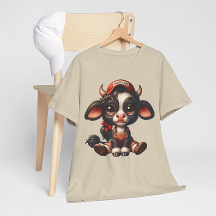 Cute Sitting Cow Tee – Adorable Cartoon Calf Graphic T-Shirt