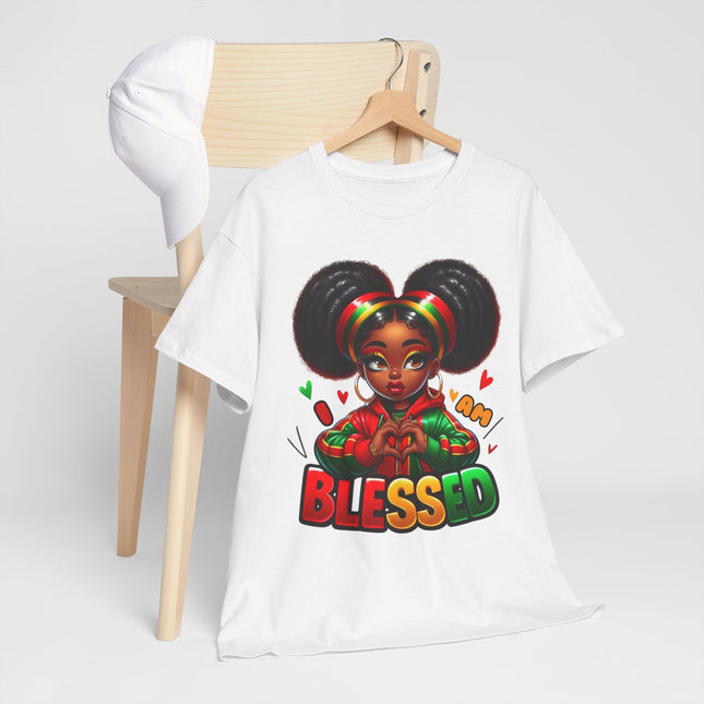 Blessed Girl Graphic Tee — Afro Puffs Rasta Colors