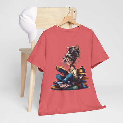 Booklover Graphic Tee — Cozy Reading Girl Illustration