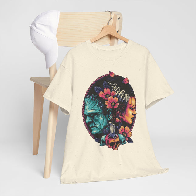 T-Shirt — Dual Faces Floral Skull Design (Day of the Dead Inspired)
