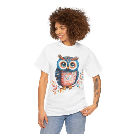Boho Owl Watercolor T-Shirt Cute Forest Bird Graphic Fall Leaves Nature Art Unisex Tee Rustic Woodland Shirt Gift Ideas!