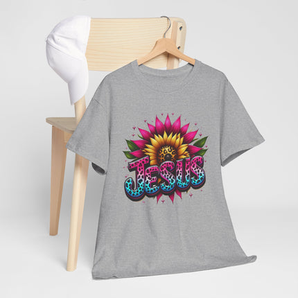 Jesus Floral Sunflower T-Shirt — Colorful Faith Graphic Tee
