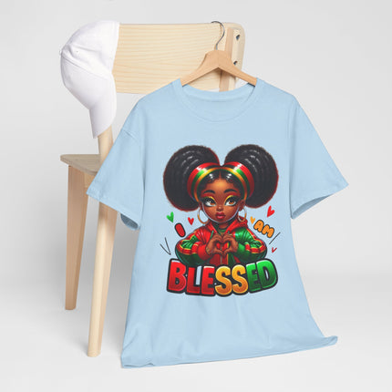 Blessed Girl Graphic Tee — Afro Puffs Rasta Colors