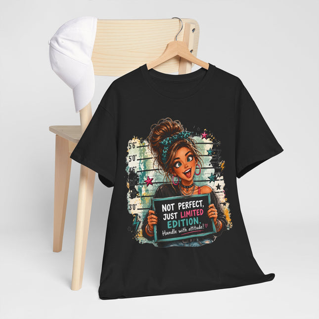 Limited Edition Graphic T-Shirt — “Not Perfect, Just Limited Edition” Mugshot Girl Tee