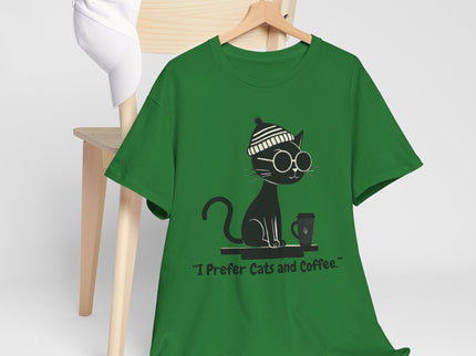 I Prefer Cats and Coffee Cat Illustration Tee | Coffee Lover Women's T-Shirt