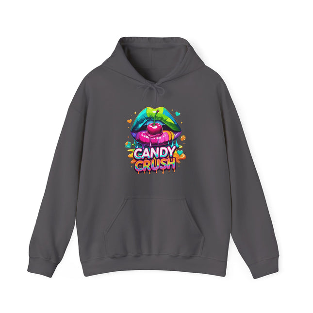 Candy Crush Graphic Hoodie — Colorful Lip & Heart Candy Design