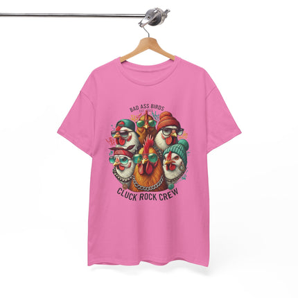 Cluck Rock Crew T-Shirt — Bad Ass Birds Vintage Chicken Band Tee