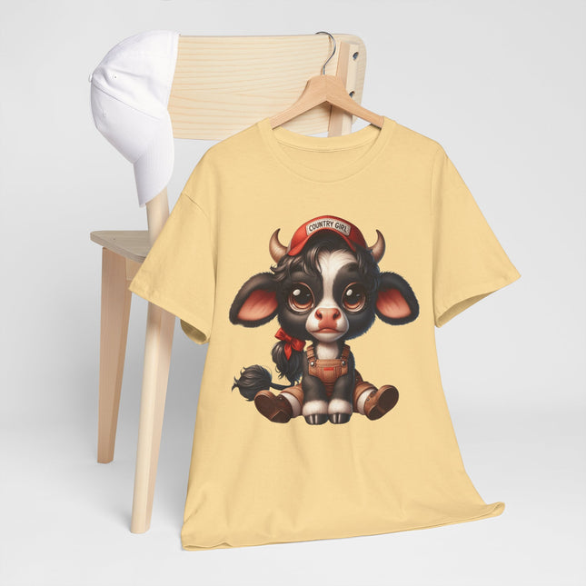 Cute Sitting Cow Tee – Adorable Cartoon Calf Graphic T-Shirt
