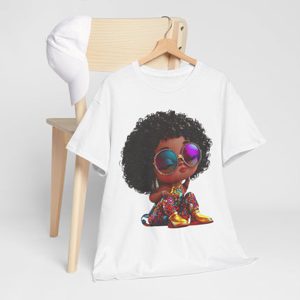 Afro Kiddo Graphic Tee — Cool Afro Girl with Sunglasses
