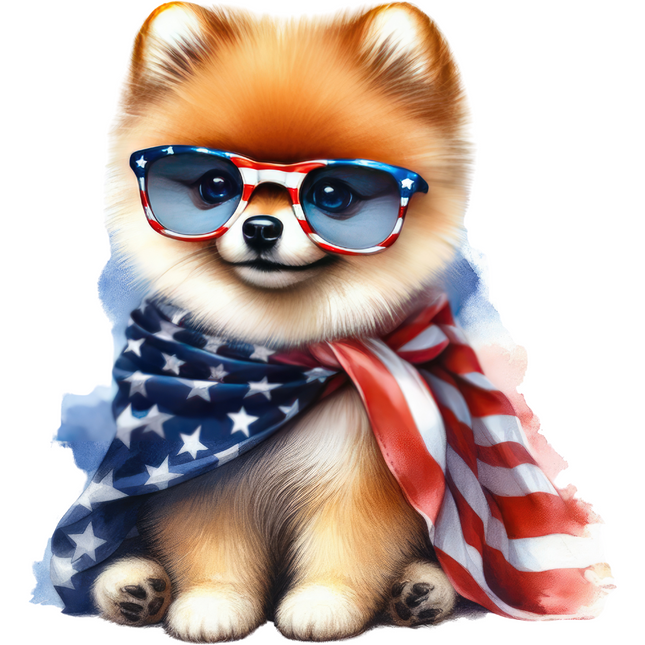 Patriotic Pomeranian Dog Art – DTF Heat Transfer DTF Transfers Style Junction – Custom Digital Designs & Apparel