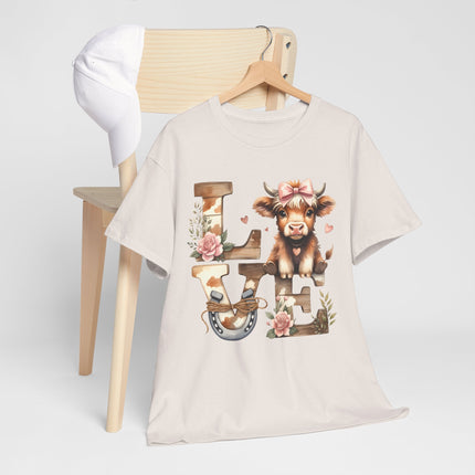 Love Farm Cow T-Shirt — Floral Cow "LOVE" Graphic Tee