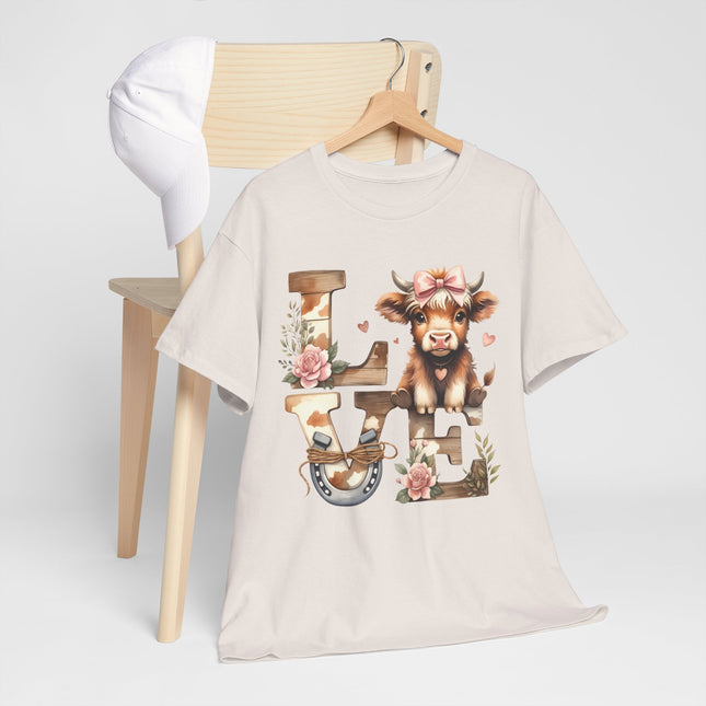 Love Farm Cow T-Shirt — Floral Cow "LOVE" Graphic Tee