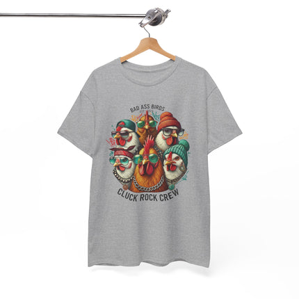 Cluck Rock Crew T-Shirt — Bad Ass Birds Vintage Chicken Band Tee