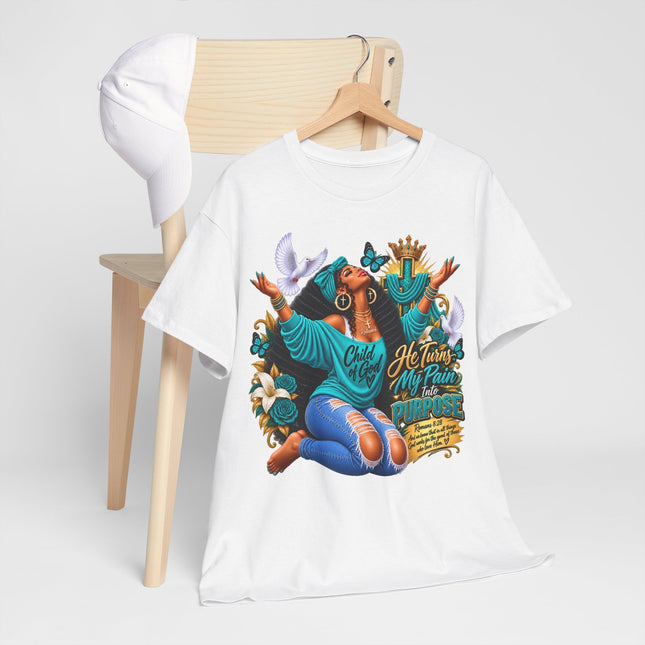 Inspirational Faith T-Shirt — "He Turns My Pain Into Purpose" Graphic Tee