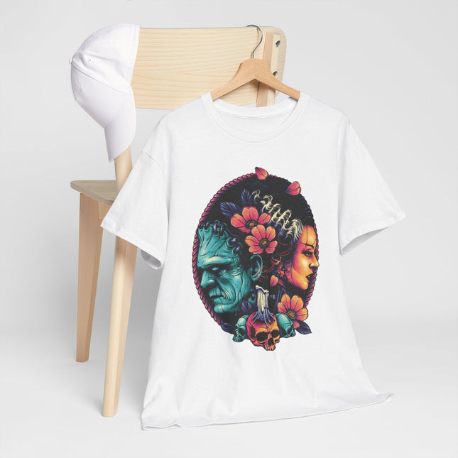 T-Shirt — Dual Faces Floral Skull Design (Day of the Dead Inspired)