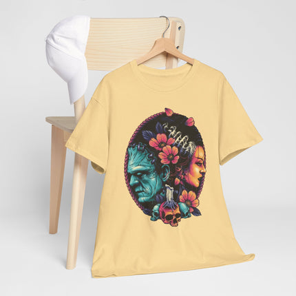 T-Shirt — Dual Faces Floral Skull Design (Day of the Dead Inspired)