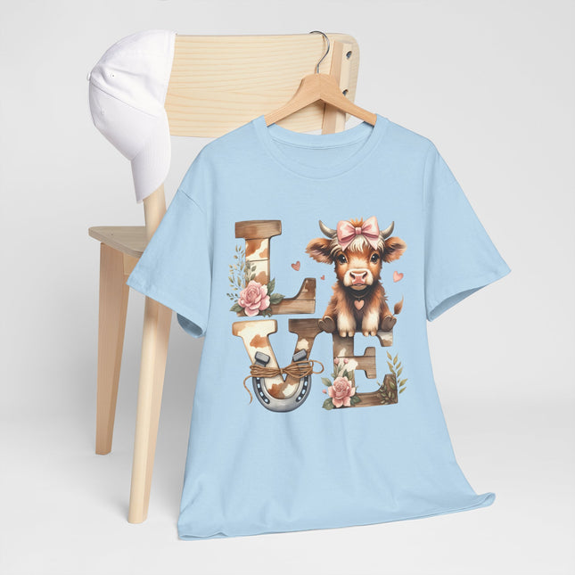Love Farm Cow T-Shirt — Floral Cow "LOVE" Graphic Tee