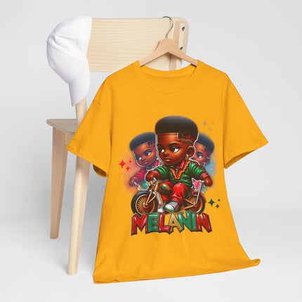 Melanin Kids Bike Graphic Tee — Retro Urban Proud Black Culture T‑Shirt