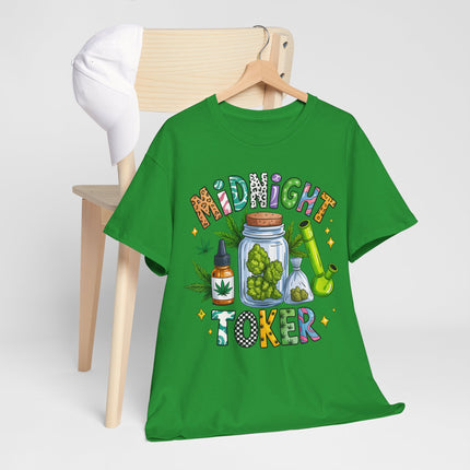 Midnight Toker T-Shirt — Cannabis Graphic Tee for Smokers